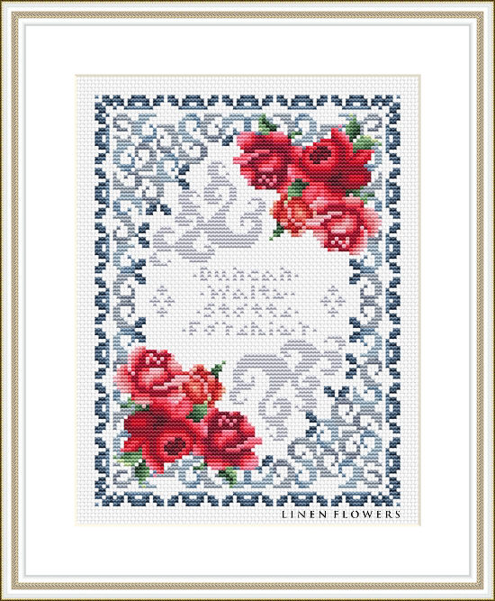 280LF Grandparents Names Sampler by Linen Flowers